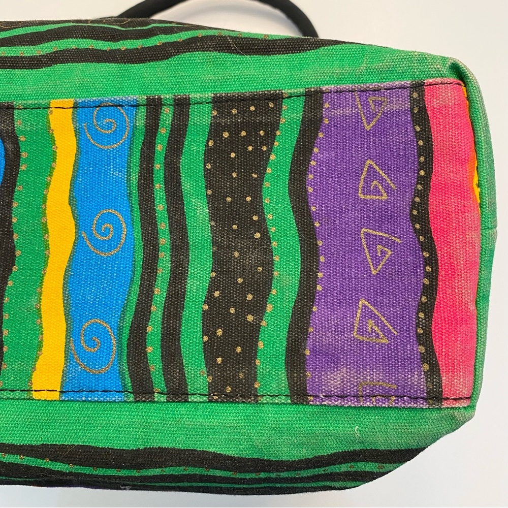 Laurel Burch Tote Bag Cats Canvas Coated Interior Vibrant Zipper Large Retired - Picture 9 of 14